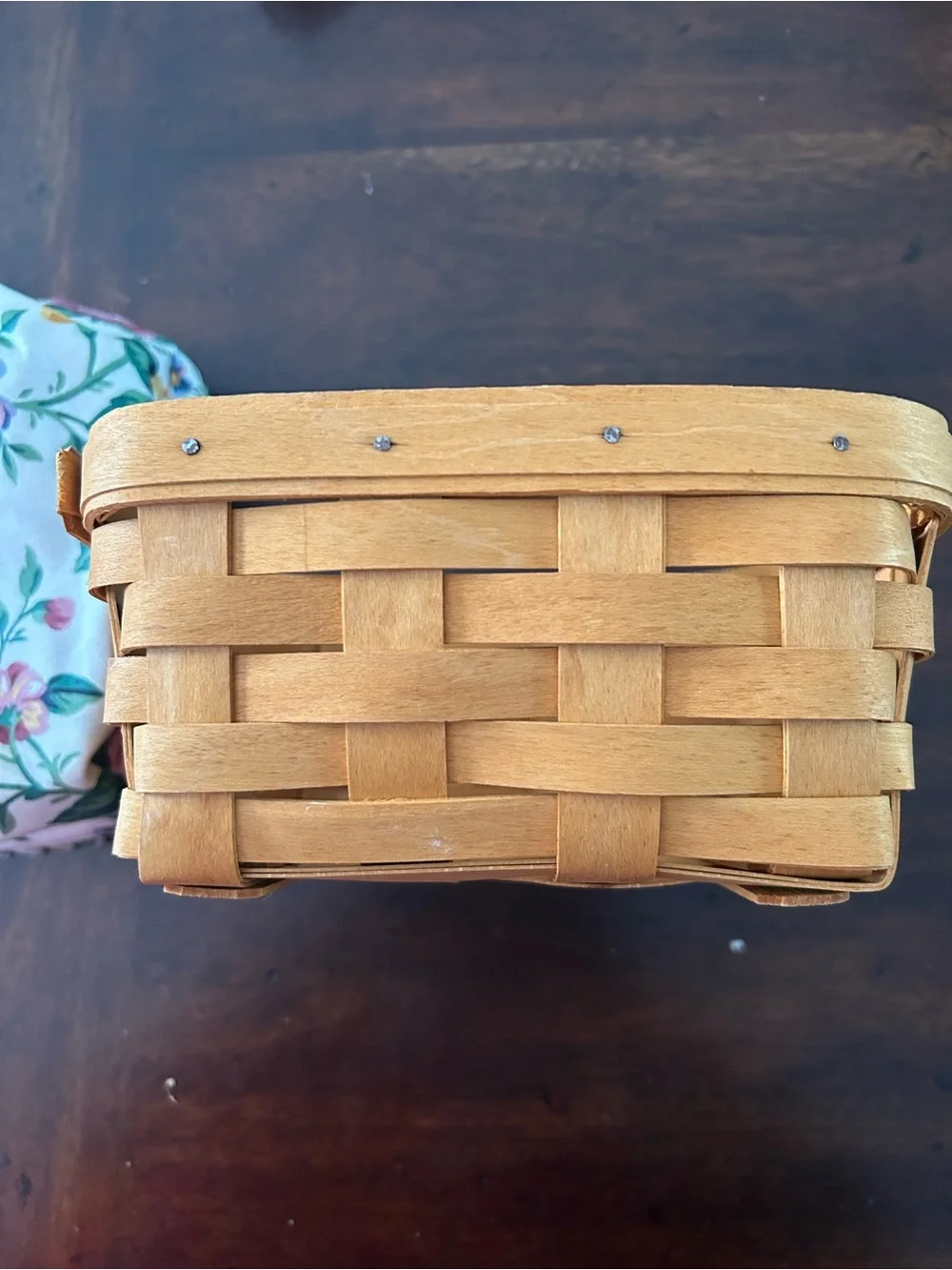 Longaberger Handwoven Basket with Floral Liner